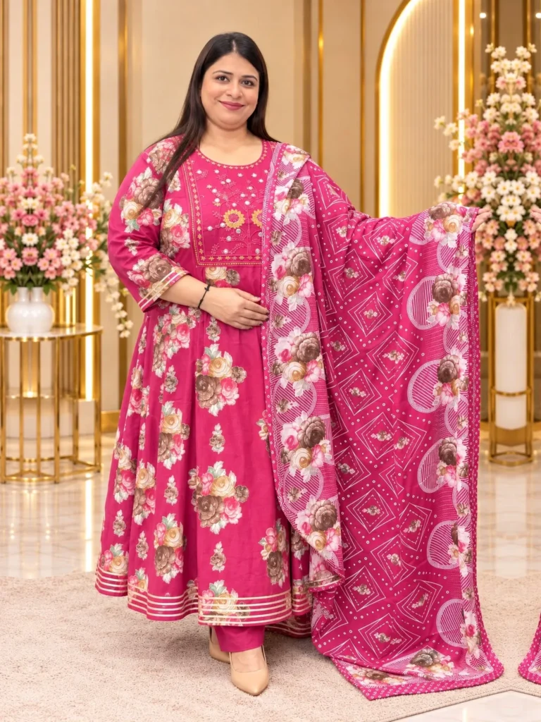 Elegant Cotton Full-Kali Anarkali Suit
