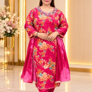 Elegant Muslin Floral Handwork