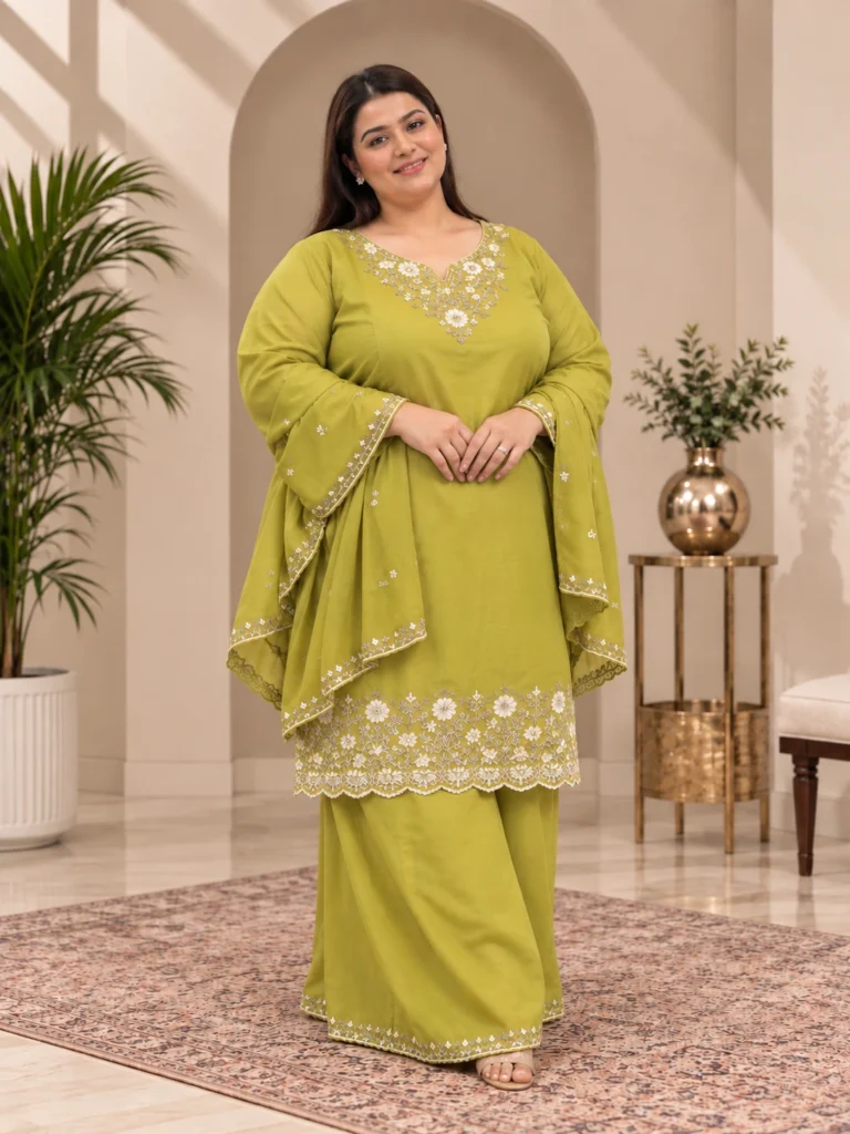 Self-Silk Festive Handwork Palazzo