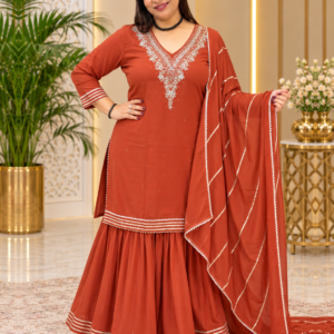 Georgette V-Neck Mirror Work Kurti