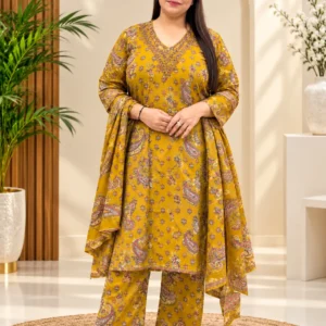 COTTON  3PC ANARKALI SUIT