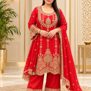 Crepe Choli with Divider Skirt Set