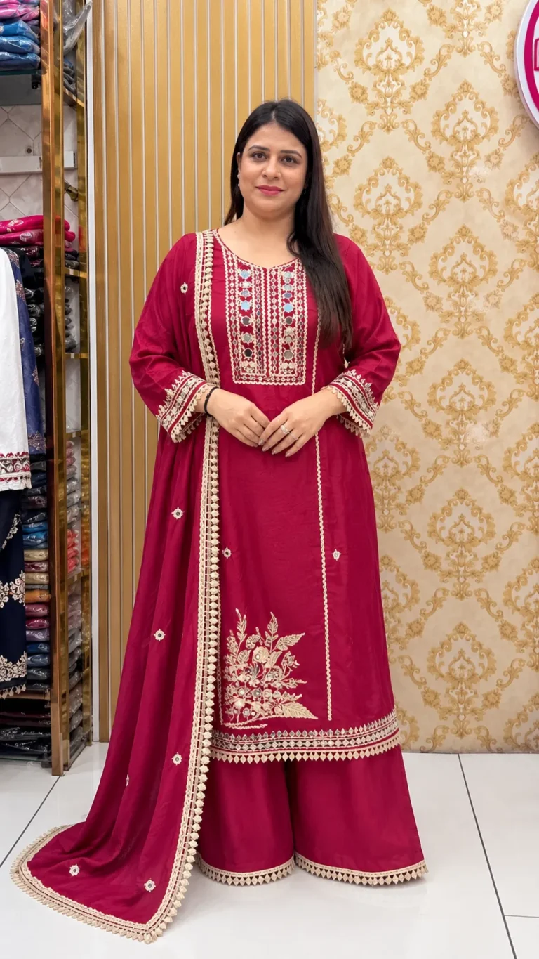 Crepe Mirror Work Party Wear Suit