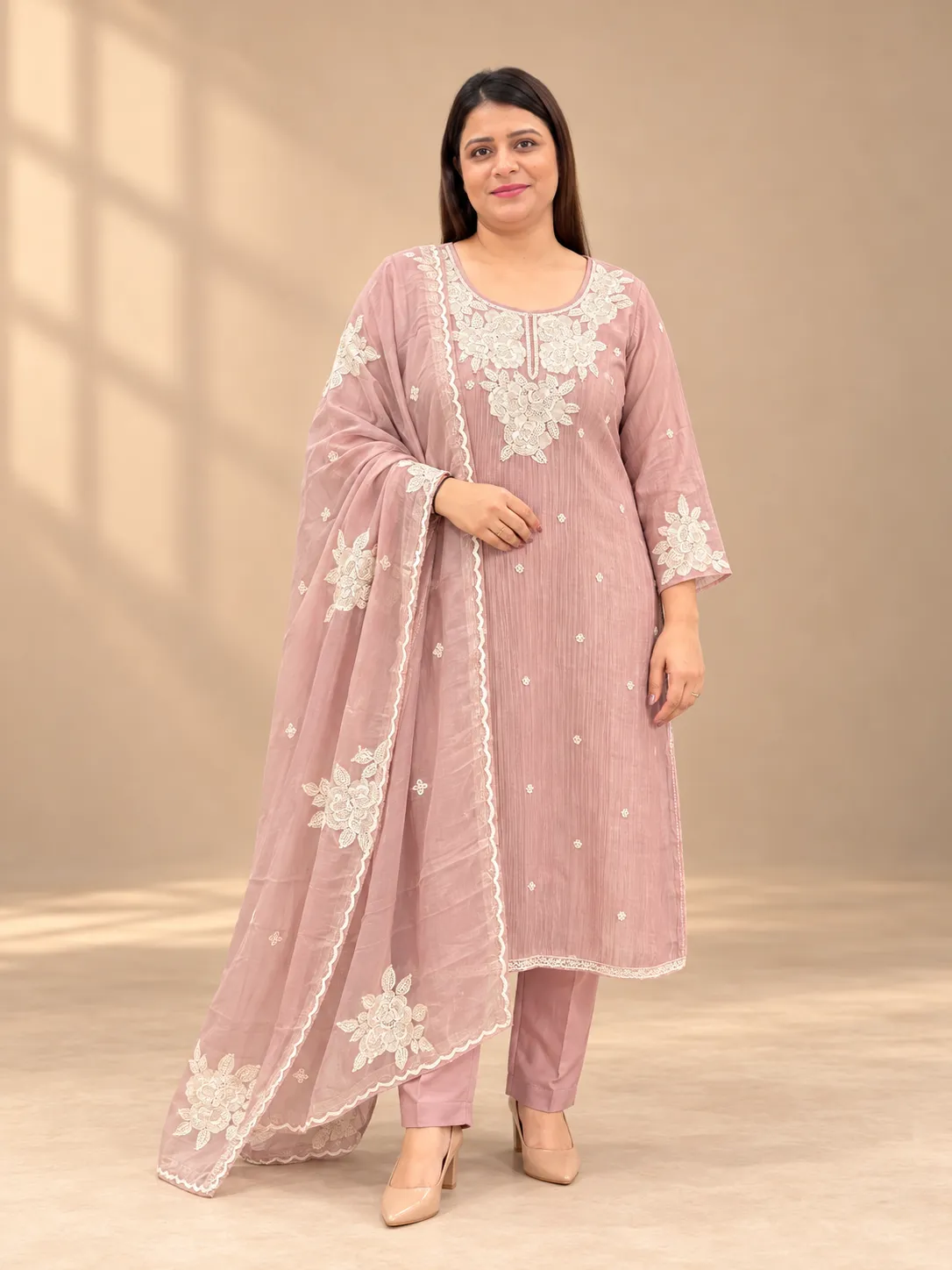 Crush Tissue Heavy Handwork Kurti - Image 2