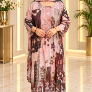 Pure Crepe Floral Printed 3-Piece Suit