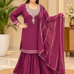Georgette V-Neck Mirror Work Ethnic Suit