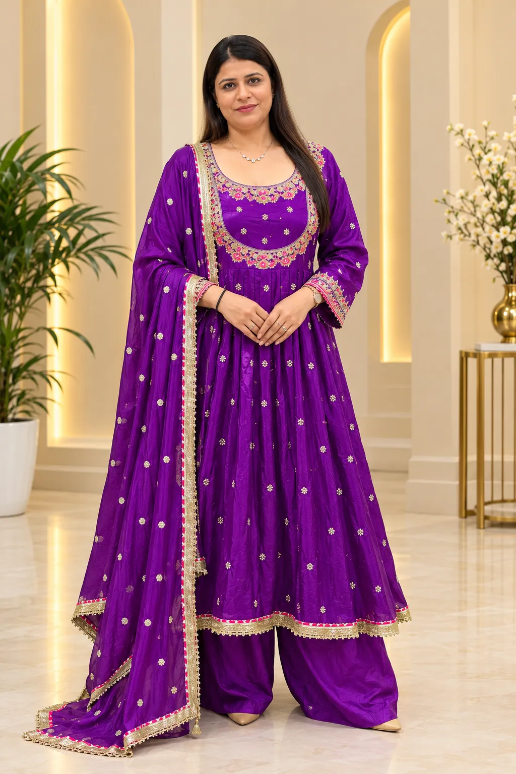 Pure Chinon Anarkali Suit