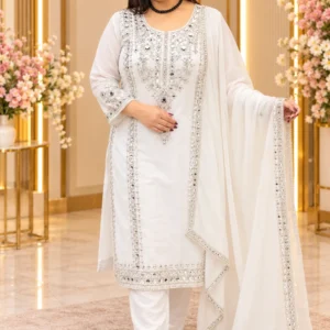 Roman Silk Mirror Work Party Wear Suit