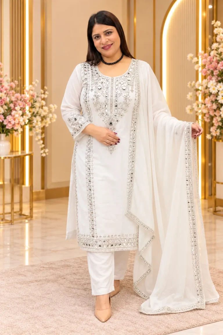 Roman Silk Mirror Work Party Wear Suit