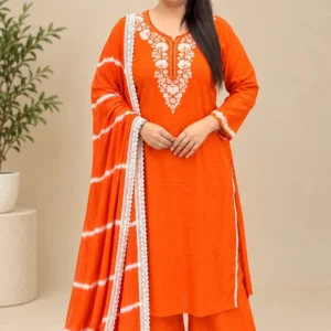 Rayon V-Neck Embroidered Women's Kurti