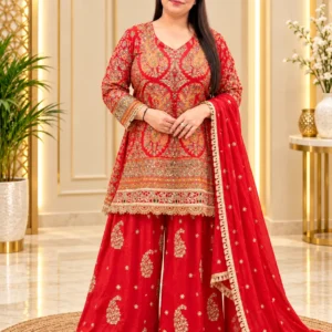 Premium Chinon Short Kurti with Palazzo Set