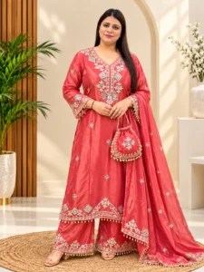Premium V-Neck Tissue Shimmer Pheran