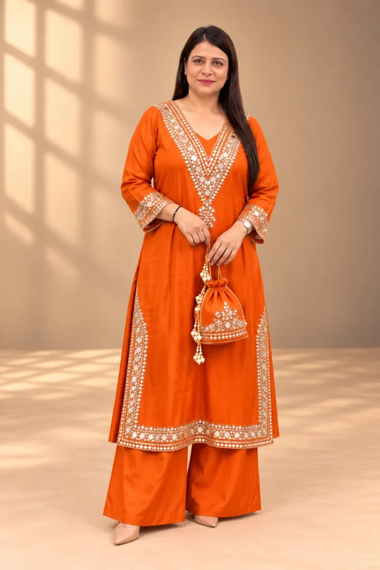 V-Neck Tissue Shimmer Pheran